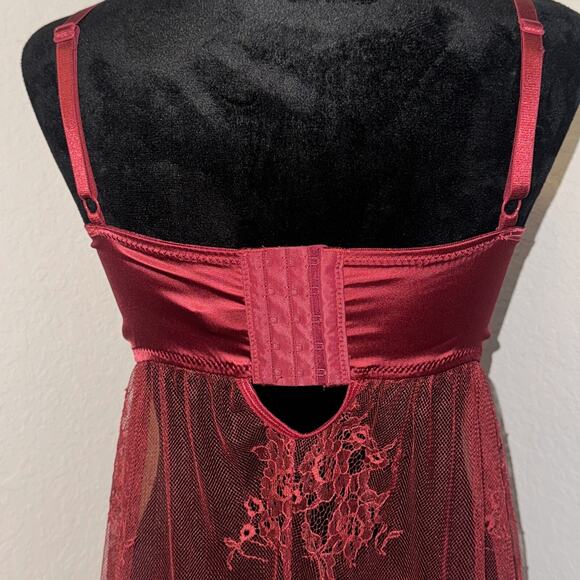 Coquette Babydoll Lingerie Women's Small Red Sheer Lace Detail Straps Underwire - Picture 5 of 9